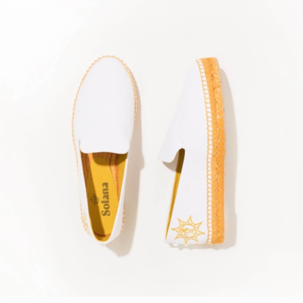 Solana Ubud White and Yellow Espadrilles